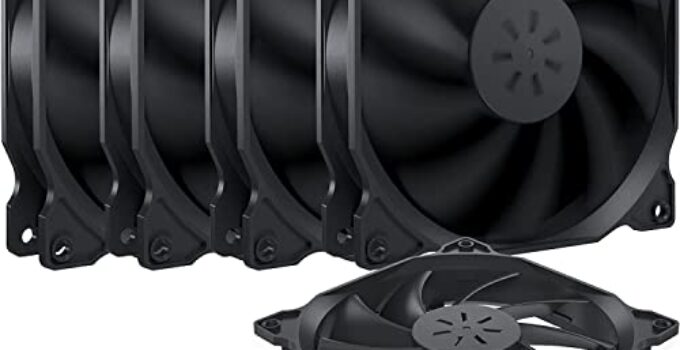 uphere 5-Pack PWM 4PIN Long Life Computer Case Fan 120mm Cooling Case Fan for Computer Cases Cooling,12BK4-5
