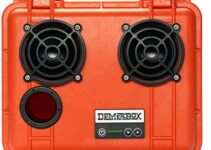 DemerBox DB2: Waterproof, Portable, and Rugged Outdoor Bluetooth Speakers. Loud Sound, 40+ hr Battery Life, Dry Box + USB Charging (Haast Orange)