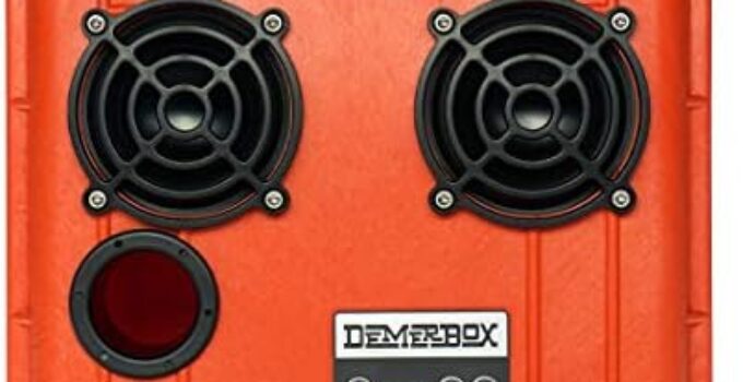 DemerBox DB2: Waterproof, Portable, and Rugged Outdoor Bluetooth Speakers. Loud Sound, 40+ hr Battery Life, Dry Box + USB Charging (Haast Orange)