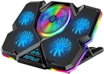 Laptop Cooling Pad, Gaming Laptop Cooler with 5 Quiet Fans and Colorful RGB Light(One Click colse), Laptop Fan Cooling Pad Fits 12-17 Inch Laptop, USB Port Powered, 7 Adjustable Height