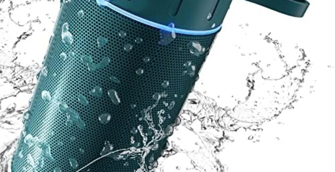 comiso Waterproof Bluetooth Speaker IPX7, 25W Wireless Portable Speakers Loud Sound Strong Bass Stereo Pairing 36 Hours Playtime, Bluetooth 5.0 Built in Mic for Calls (Upgraded X26L) Teal Green