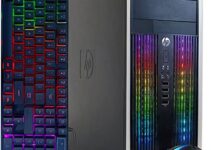 HP RGB Gaming PC Desktop Computer – Intel Quad I7 up to 3.8GHz, Radeon RX 580 8G, 16GB Memory, 128G SSD + 2TB, RGB Keyboard & Mouse, DVD, WiFi & Bluetooth, Win 10 Pro (Renewed)