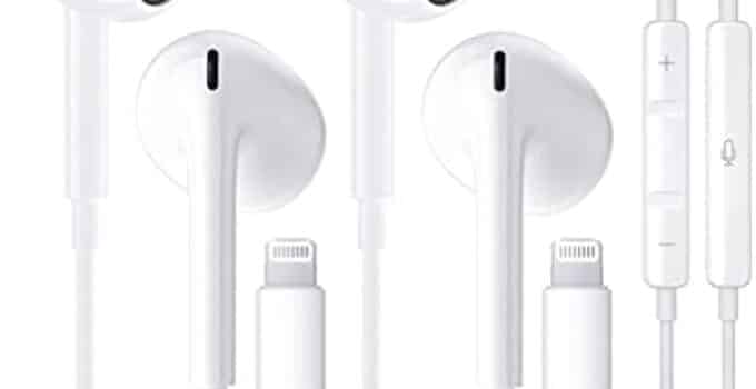 2 Pack Apple Headphones Wired Earbuds with Lightning Connector [Apple MFi Certified] In-Ear iPhone Earphones with Built-in Microphone & Volume Control Compatible with iPhone 14/13/12/11/XR/XS/X/8/7/SE