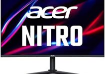 Acer Nitro 31.5″ FHD 1920 x 1080 1500R Curved PC Gaming Monitor | AMD FreeSync | 75Hz Refresh | 1ms VRB | VESA Mountable | Height, Tilt, Swivel Adjustable | 1 x HDMI 1.4 Port & VGA | XZ320QR bih,Black