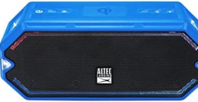 Altec Lansing HydraBlast Wireless Portable Bluetooth Speaker, IP67 Waterproof for Parties, USB C Rechargeable Outdoor Speakers with Built In Phone Charger and LED Lights, 20 Hour Playtime (Royal Blue)