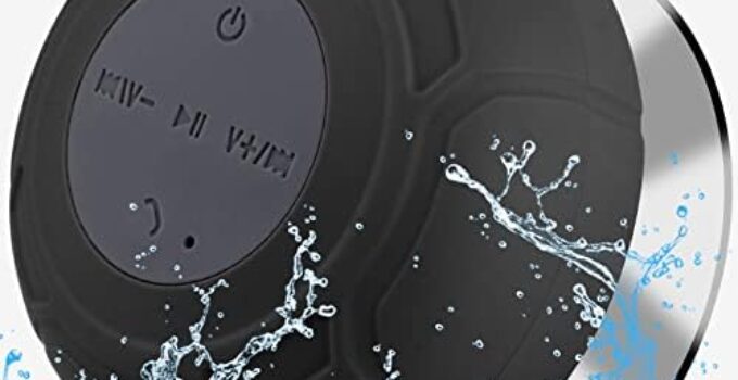 Annlend Waterproof Bluetooth Shower Speaker Portable Wireless Water-Resistant Speaker Suction Cup,Built-in Mic Gifts for Kids Speakerphone for iPhone Phone Tablet Bathroom Kitchen – Black