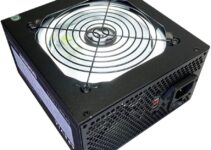 Apevia ATX-SR700W Spirit ATX Power Supply with Auto-Thermally Controlled 120mm White LED Fan, 115/230V Switch, All Protections
