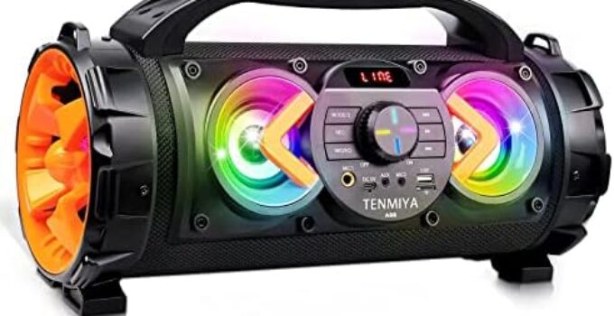 Bluetooth Speakers, Wireless Speakers with Bluetooth 5.0, 70W Loud Stereo Sound, Colorful Lights, Double Subwoofer, FM Radio, Microphone, Remote, USB playback. Portable Boombox for Party, Outdoor