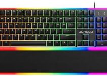DURGOD TGK 021 Mechanical Gaming Keyboard, RGB Backlit and Magnetic Wrist Rest, Kailh Turbo Gaming Red Switch, Durable PBT Keycap and Hot Swappable with 104 Keys, Full Size Wired Keyboard for PC Mac