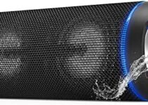 EDUPLINK Portable Bluetooth Speaker, ip67 Waterproof Speakers, 40W Louder & Deep Bass Wireless Speaker with 30Hours Playtime, TWS Pairing, RGB Lights, and TF Slot, Charge out for Beach and Pool, Black