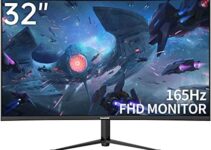 Gawfolk 32″ Curved Computer Monitor, 144Hz 165Hz Gaming Display, Full HD 1080p Home Office Business PC Monitor, Ultra-Thin Zero Frame
