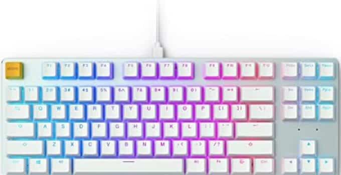 Glorious Custom Gaming Keyboard – GMMK 85% Percent TKL – USB C Wired Mechanical Keyboard – RGB Hot Swappable Switches & Keycaps – Silver/White Metal Top Plate