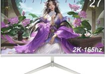 LANLIPU 27 Inch 2K(2560 x 1440p) QHD 3200R Curved Computer Monitor 165HZ Refresh, VA Panel,178° Wide View Frameless VESA Mount Support, DP HDMI USB,for Office and Gaming.(27-2K-165HZ-White)