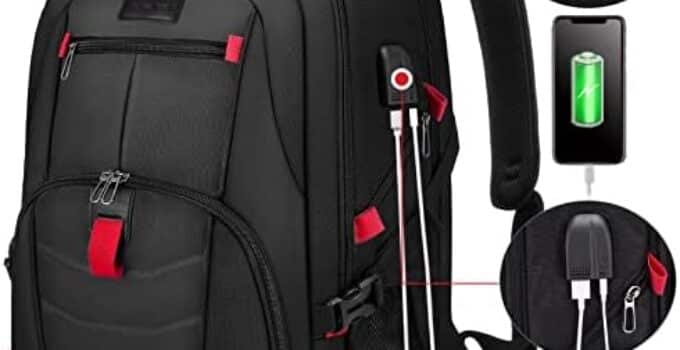 LOVEVOOK Travel Laptop Backpack Waterproof Anti Theft Backpack with Lock and USB Charging Port Large 17-17.3 Inch Computer Business Backpack for Men Women Black