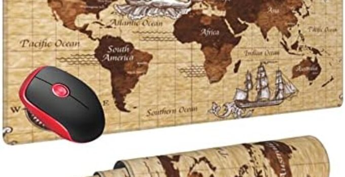 Large Mouse Pad XXL, World Map Gaming Mouse Pad, Big Desk Mat with Stitched Edges Mousepad for Gaming Keyboard Computer Laptop Office, 31.5” X 12”