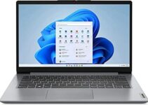 Lenovo 2023 Newest Ideapad 1i Laptop, 14 inch HD Display, Intel Quad-Core Processor, 4GB RAM, 128GB SSD, Wi-Fi 6, Bluetooth, Cloud Grey, Windows 11 Home in S Mode, Bundle with JAWFOAL