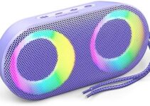 MIATONE Portable Bluetooth Speakers with Lights, Wireless Speakers with Powerful Bass, 15W, IPX7 Waterproof, Bluetooth 5.3, 24H Playtime, Built-in MIC, TWS Portable Speaker for Gifts Outdoor Shower