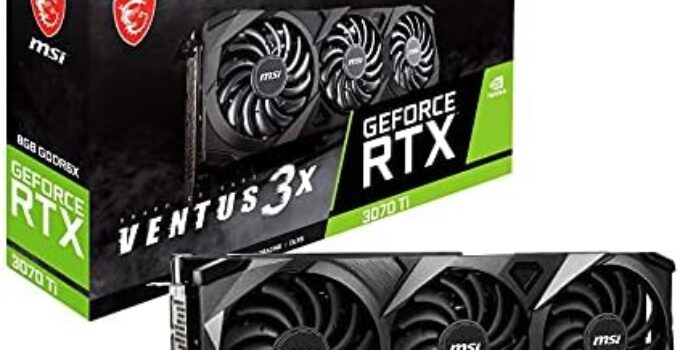 MSI Gaming GeForce RTX 3070 Ti 8GB GDRR6X Ventus 3X – Graphics Card 256-Bit HDMI/DP Nvlink, Tri-Frozr 2 Ampere Architecture OC, NVIDIA GPU Video Card for PC Gaming, Computer Graphics Cards (Renewed)