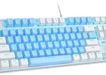 MageGee 75% Mechanical Gaming Keyboard with Blue Switch, LED Blue Backlit Keyboard, 87 Keys Compact TKL Wired Computer Keyboard for Windows Laptop PC Gamer – Blue/White