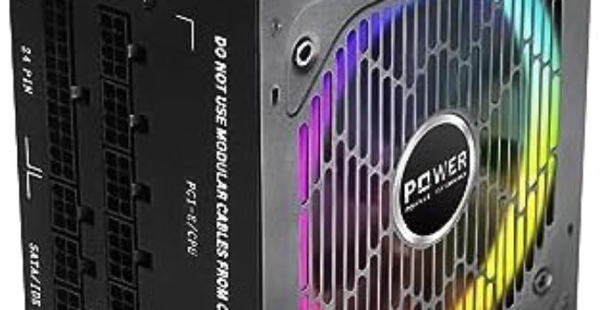 POINWER 850 Watt Power Supply 80 Plus Gold – Silent 12cm RGB Fan, Full Modular, Active PFC, 105°C Capacitor – High-Performance 850W PSU for Gaming & ATX Case Computers