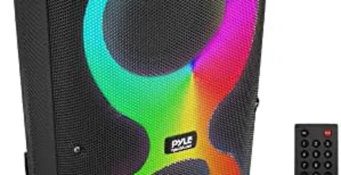 Pyle 280 Watt Max Party Portable Wireless Bluetooth Speaker with Subwoofer and Tweeters, MP3/ USB Port/AUX/FM Radio, Colorful LED Lights, Powerful Loudspeaker for Indoor and Outdoor Use