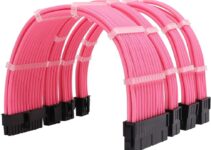 Qingsea 16AWG Power Supply Cable Kit 30cm mod Sleeve Extension Sleeved Custom mod for PSU to Motherboard PC Power Supply Cable (Pink)