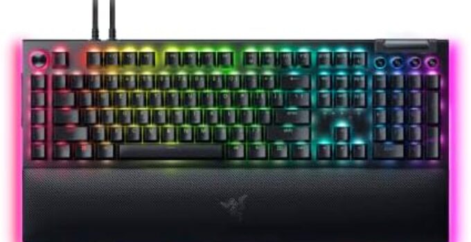 Razer BlackWidow V4 Pro Wired Mechanical Gaming Keyboard: Green Mechanical Switches Tactile & Clicky – Doubleshot ABS Keycaps – Command Dial – Programmable Macros – Chroma RGB – Magnetic Wrist Rest