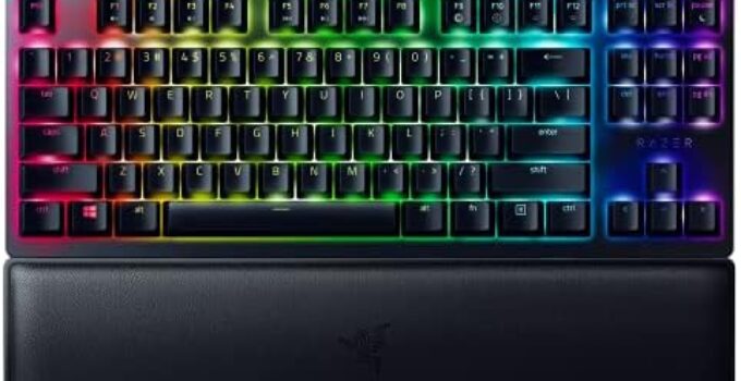 Razer Huntsman V2 TKL Tenkeyless Gaming Keyboard: Fastest Clicky Optical Switches w/Quick Keystrokes & 8000Hz Polling Rate – Detachable Type-C Cable – Doubleshot PBT Keycaps – Ergonomic Wrist Rest