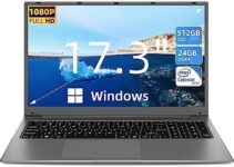 SGIN 17 Inch Windows 11 Laptop, 24GB RAM 512GB SSD Laptops Computer with Intel Celeron Quad Core Processor(Up to 2.9 GHz), IPS Display, Mini HDMI, Webcam, Dual Wi-Fi,Bluetooth, 512GB Expansion