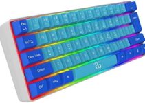 Snpurdiri 60% Wired Gaming Keyboard, RGB Ultra-Compact Mini Keyboard, Waterproof Mechanical Feeling Small Keyboard for PC/Mac Gamer, Typist, Travel, Easy to Carry on Business Trip (Blue-Wathet)