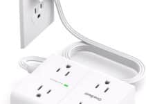 Surge Protector Power Strip, 5Ft Flat Extension Cord Flat Plug Power Strip with 4 USB Charging Ports (2 USB C) 8 Widely Outlets, 1080J Wall Mount Outlet Extender, Office Supplies, Dorm Room Essentials