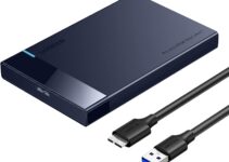 UGREEN 2.5" Hard Drive Enclosure USB 3.0 to SATA III for 2.5 Inch SSD & HDD 9.5mm 7mm External Hard Drive Enclosure Support Max 6TB with UASP Compatible with WD Seagate Toshiba Samsung Hitachi – Blue