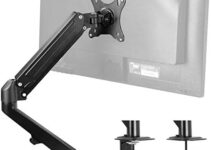 VIVO Articulating Single 17 to 27 inch Pneumatic Spring Arm Clamp-on Desk Mount Stand, Fits 1 Monitor Screen with Max VESA 100×100, Black, STAND-V101O