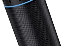 comiso X26 Bluetooth Speaker, IPX5 Waterproof Speakers 360° HD Surround Sound with Punchy Bass, Wireless Dual Pairing, 18H Playtime, Portable Speaker for Shower, Home, Outdoor, Camping, Beach – Black