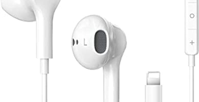 iPhone Headphones with Lightning Connector, Wired Earbuds for Apple, Earphones in-Ear with Microphone Built-in Remote to Control Music, Phone Calls, Volume Compatible iPhone 14/13/12/11/X/SE/8P/8/7P/7