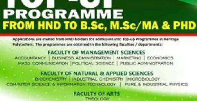 Heritage Polytechnic Top-Up Programme Admission Form 2023/2024