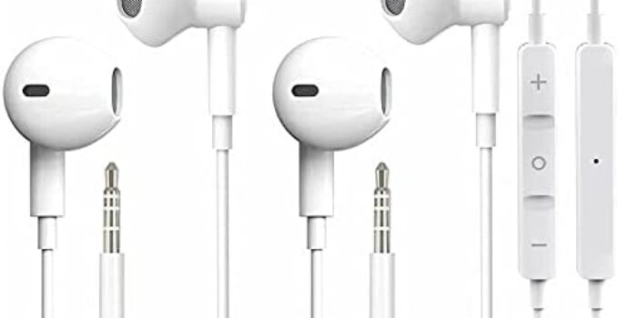 2 Pack Wired Earbuds Headphones with 3.5mm Plug, Earphones with Microphone and Volume Control Earbuds Noise Isolating Earphones Compatible with iPhone, iPad, Android, PC, MP3 Most 3.5mm Audio Devices