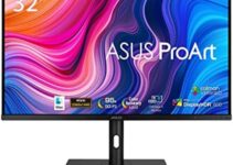 ASUS ProArt Display 32” 1440P Monitor (PA328CGV) – IPS, 165Hz, 95% DCI-P3, 100% sRGB/Rec.709, ΔE < 2, Calman Verified, USB-C Power Delivery, HDMI, USB 3.1 Hub, Compatible With Laptop & Mac Monitor