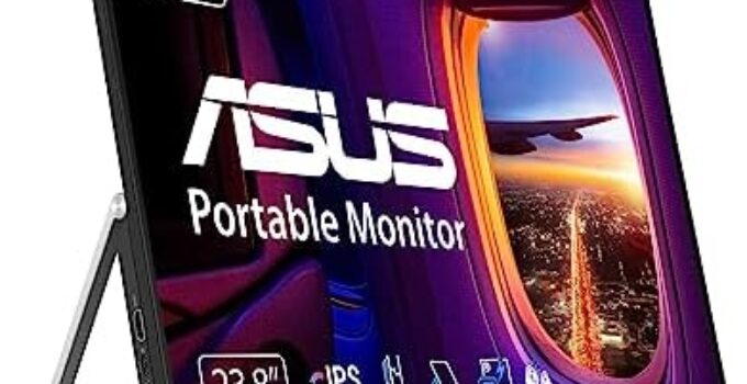 ASUS ZenScreen 24” 1080P Portable USB Monitor (MB249C) – FHD, IPS, Type-C, Speaker, Multi-stand Design, Kickstand, C-clamp Arm, Partition Hook, Carrying Handle, Work From Home Monitor, 3-Year Warranty