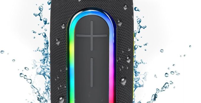 AWEI Bluetooth Speakers, 40W Deep Bass Portable Wireless Speaker, Build-in MIC, IPX7 Waterproof with Dynamic RGB Light, Outdoor Bluetooth Speaker Via Bluetooth 5.3/3.5mm Aux-in/TF Card Connection