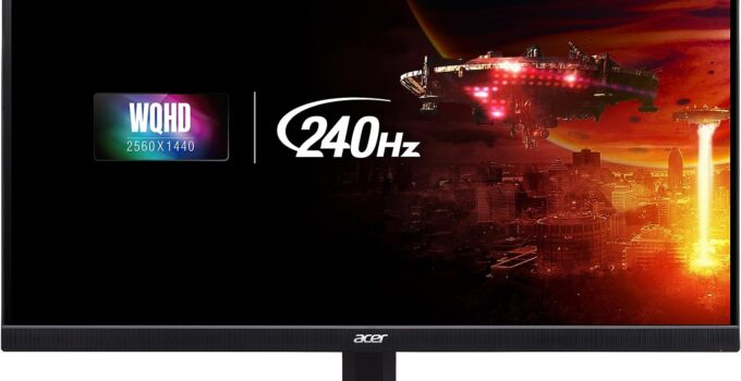 Acer Nitro 27" WQHD 2560 x 1440 PC Gaming Monitor | AMD FreeSync Premium | Up to 240Hz Refresh | Up to 0.5ms HDR350 | DCI-P3 90% | 1 x Display Port 1.4 & 2 x HDMI 2.1 | KG271U Xbmiipx