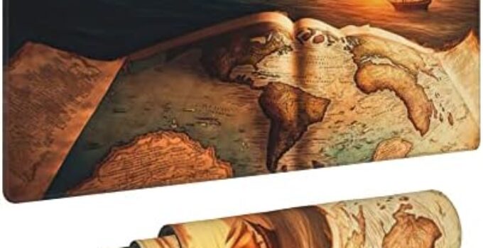 Antique World Map Extended Big Mouse Pad Large,XL Gaming Mouse Pad Desk Pad,31.5×11.8inch Long Computer Keyboard Mouse Mat Mousepad with 3mm Non-Slip Base for Home Office Work