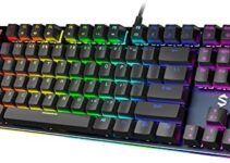 Black Shark RGB Mechanical Gaming Keyboard LED Backlit Wired Keyboard with Blue Switches, Fully Programmable, Anti-Ghosting 87 Keys for PC Laptop, Sixgill K1