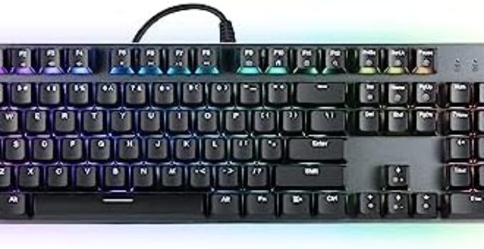 Black Shark Wired Gaming Keyboard, Quiet Red Switch Mechanical Keyboard with RGB Backlit, 104 Keys Full Size with Number Pad, LED Rainbow Light Up Keyboard for Computer PC Desktop