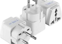 Ceptics Israel Power Adapter Travel Universal Plug,Works in Palestine,Jerusalem,Holy City-Perfect for Charging your Electronic Devices (Type H)- Safe Grounded Connection-3 Pack (GP-14-3PK),White