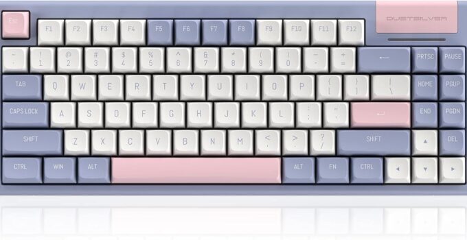 DUSTSILVER K84 Hot-Swappable Wired 75% Cute Purple Lilac Mechanical Keyboard with Detachable Type-C, White LED Backlit, PBT Keycaps, Black Switches for Linear Typing
