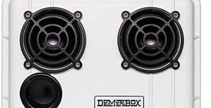 DemerBox DB2: Waterproof, Portable, and Rugged Outdoor Bluetooth Speakers. Loud Sound, 40+ hr Battery Life, Dry Box + USB Charging (Uyuni White)