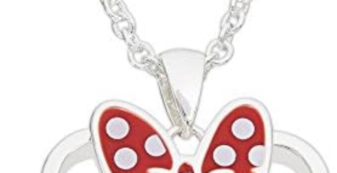 Disney Women and Girls Birthstone Jewelry – Minnie Mouse Cubic Zirconia Shaker Pendant Necklace, Silver Plated, 18+2" Extender