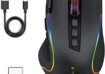 E-YOOSO X-11 Wireless RGB Gaming Mouse Rechargeable, 8000 DPI Wired Gaming Mouse, Type C Wired Customize RGB Backlit Mouse with Rapid Fire Key 9 Programmable Buttons Mouse with Macro Programming