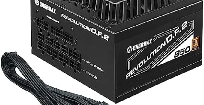 ENERMAX Revolution D.F. 2 850W Full Modular Power Supply – ATX 3.0 & PCIe 5.0 Compliant – 600W 12VHPWR Connector – 80 Plus Gold – 100% Jap Capacitors – ECO Mode – 140mm Size ATX PSU